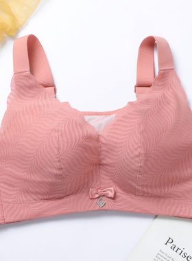 95D100B胸罩女薄防走光内衣无痕大胸显小无钢圈聚拢抹胸大码文胸