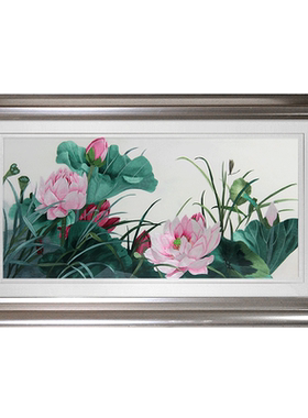 周敦颐湘绣有福荷花成品挂画