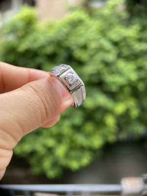 仿铂金戒指男士奢华莫桑钻钛钢