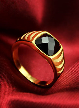 欧美风黑曜石钛钢送男友首饰品