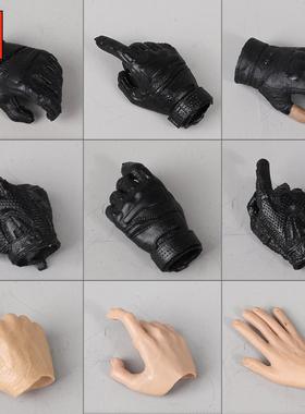 JEU【现货】1/6兵人素体配件 手型 黑色手套 缩小比例配件