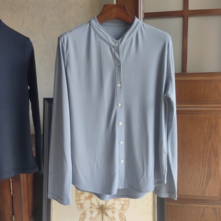 140克加捻纯真丝女士圆领长袖 衬衫