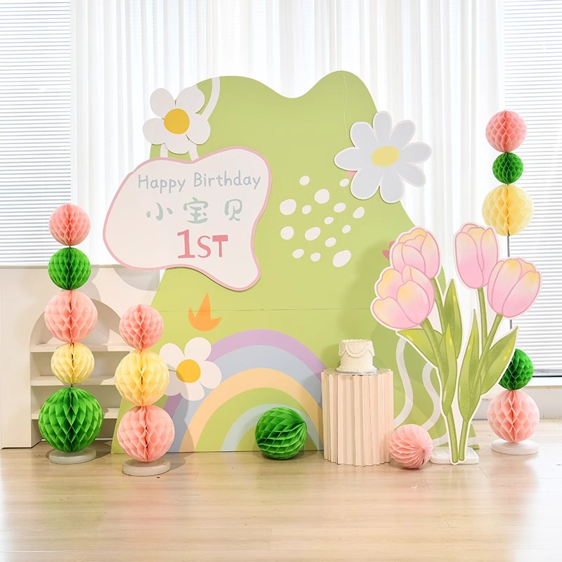 布置kt板周岁满月宴百日宴