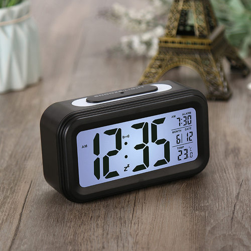 大屏lcd中文报时感光电子闹钟