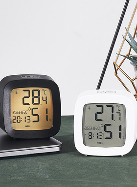 简约多功能时钟温度湿度小巧LCD钟表学生时钟创意床头闹钟