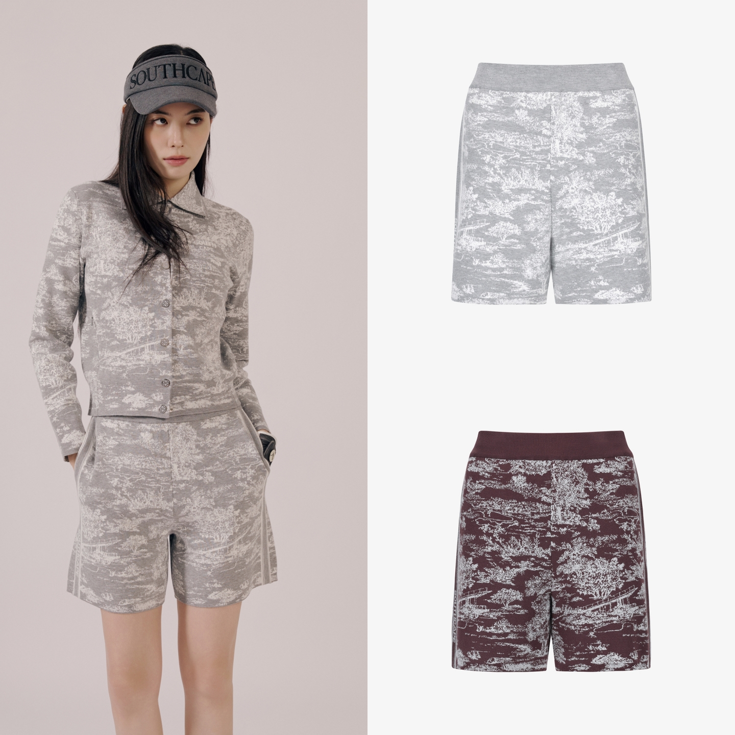 25秋冬女士韩国代购SOUTHCAPE高尔夫球服弹力松紧腰针织运动短裤