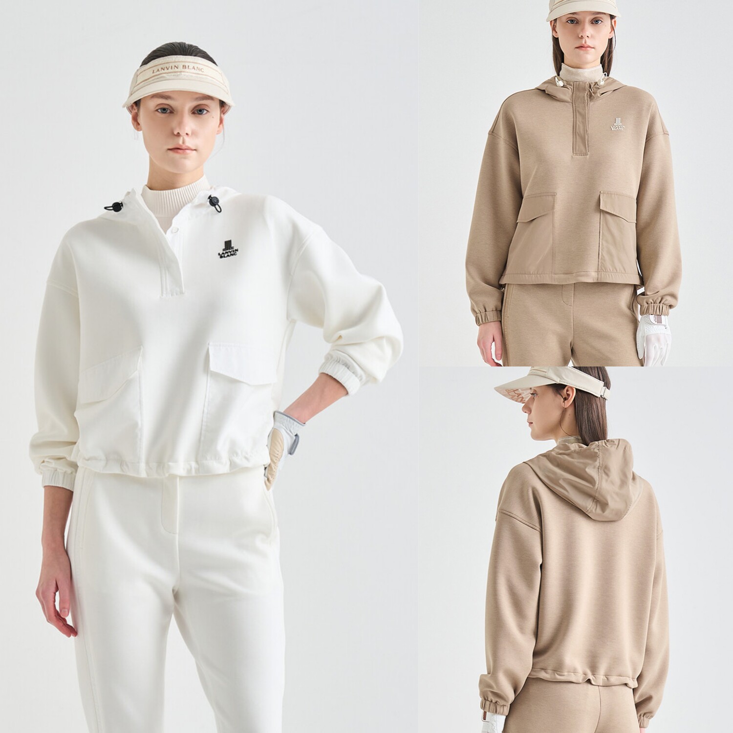 韩国代购LANVINBLANC高尔夫球服26早春女士连帽标志纯色长袖卫衣