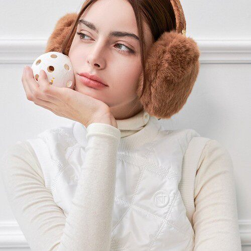 NITINA韩国正品代购女士高尔夫配件防寒貂皮妈妈冬季户外保暖耳罩