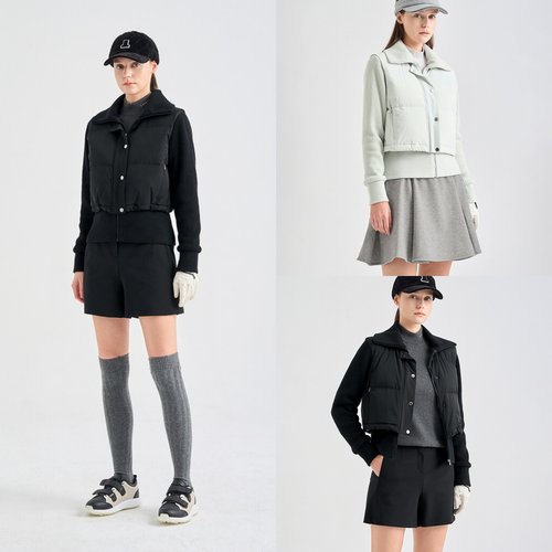 韩国代购LANVINBLANC高尔夫球服25年女秋冬保暖针织长袖鹅绒夹克