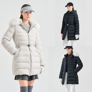 收腰连帽羽绒服 中长款 韩国代购 LANVINBLANC高尔夫球服25女士冬季