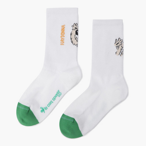 韩国代购LeCoq公鸡高尔夫球袜25春夏女新款休闲舒适图案中筒袜子