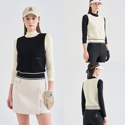 韩国代购LANVINBLANC高尔夫球服26早春女士纯色标志百搭针织背心