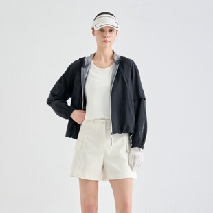 韩国代购LANVINBLANC高尔夫球服26春夏女士连帽拉链可拆卸袖外套