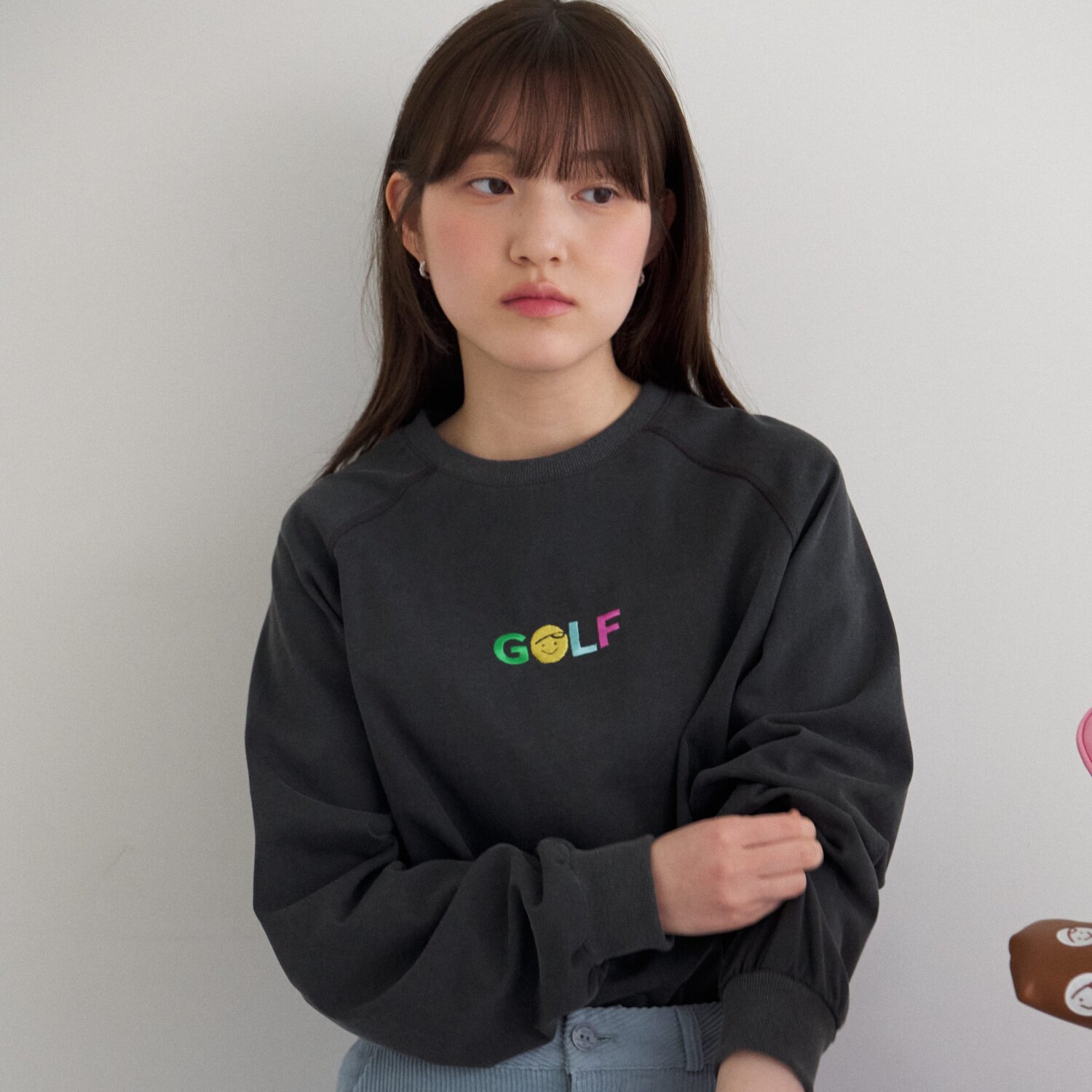 韩国代购Pivvee高尔夫球服26年女士春夏宽松百搭运动圆领长袖T恤