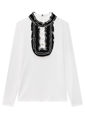 韩国代购UTAA高尔夫球服25女士秋冬蕾丝立领标志配色百搭长袖T恤