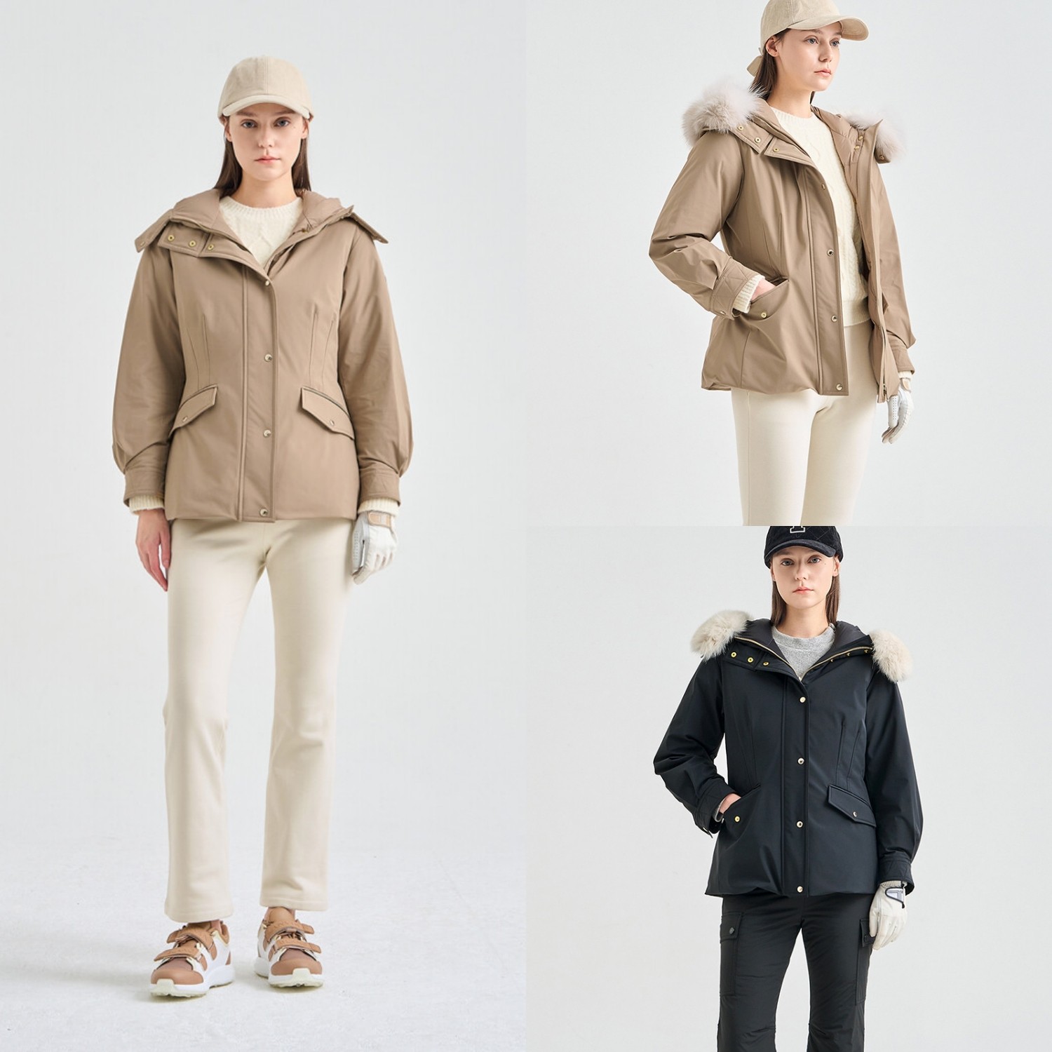 韩国代购LANVINBLANC高尔夫球服25女士秋冬时尚毛领保暖鹅绒夹克