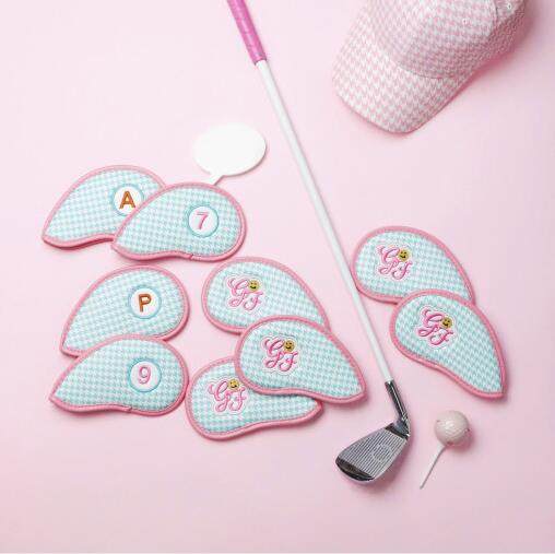 韩国代购goodfriendsgolf高尔夫球杆套蓝色粉色铁杆套保护套可爱