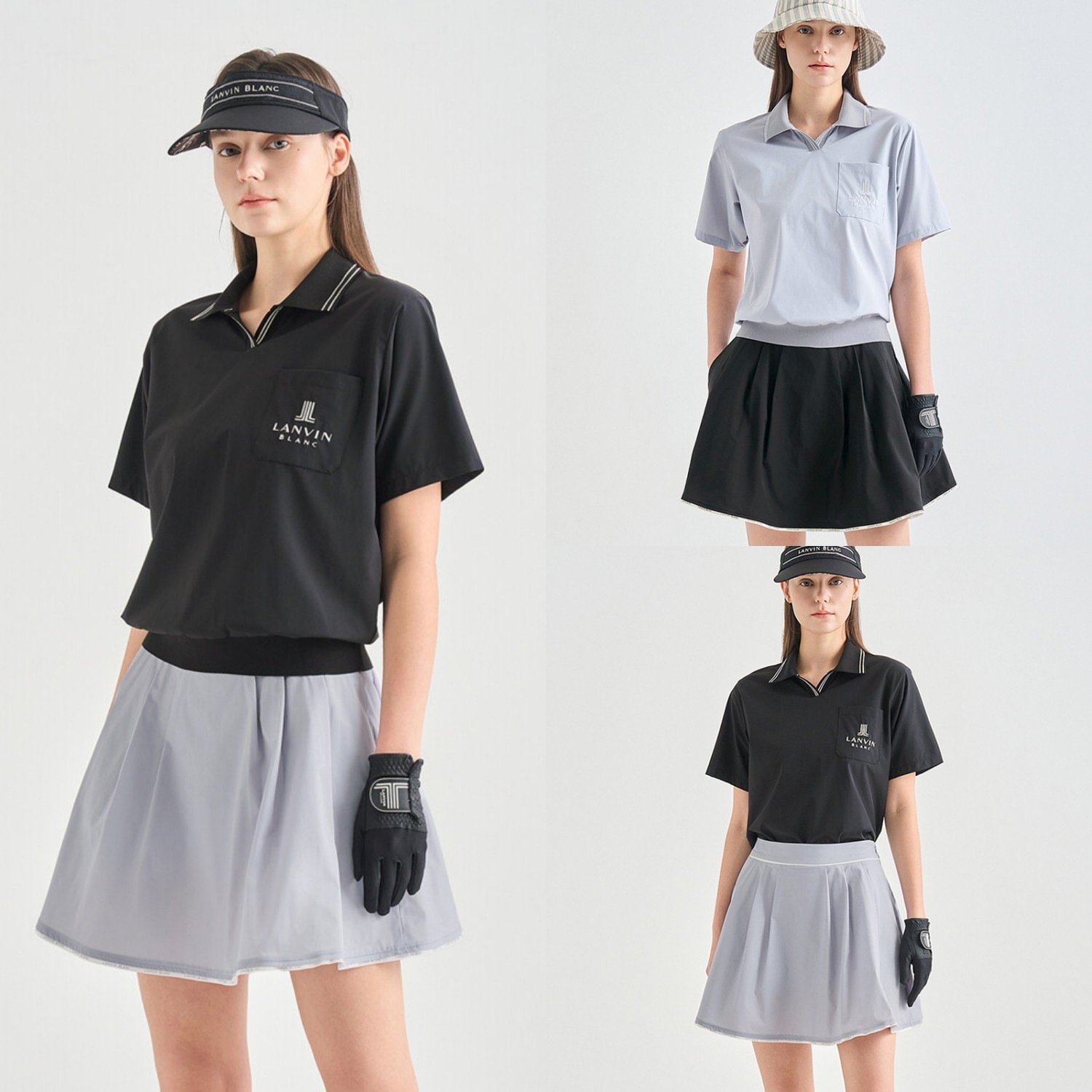 韩国代购LANVINBLANC高尔夫球服26女士早春新运动收腰翻领短袖T恤