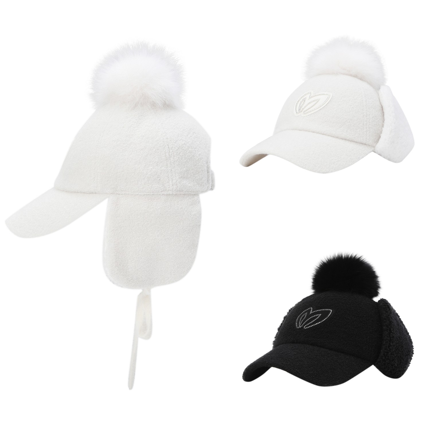 韩国代购MASTER BUNNY高尔夫球帽25冬季女士抓绒保暖毛球棒球帽子