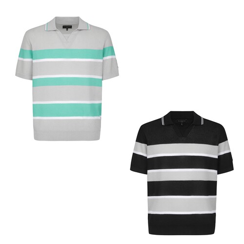 26男士春夏韩国代购STANDREWS高尔夫球服休闲配色条纹短袖针织衫