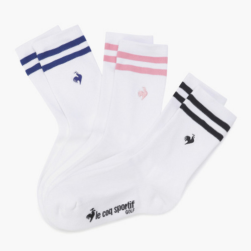 韩国正品代购LeCoq公鸡高尔夫球袜新款条纹百搭简约标志运动短袜