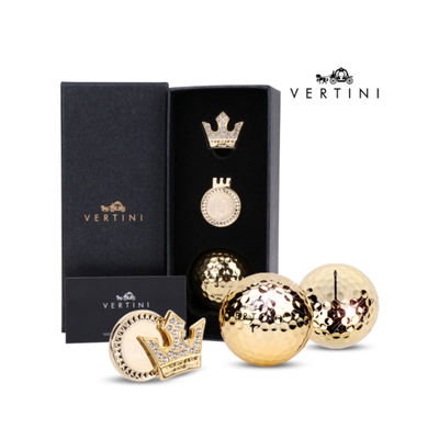 韩国正品代购VERTINI高尔夫球新款24K镀金皇冠球标记3球套装礼盒