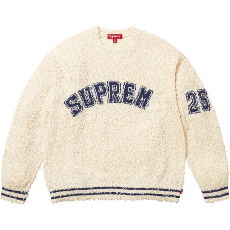 SS25 TEXTURED ARC SWEATER字母毛绒圆领套头毛衣情侣男女款