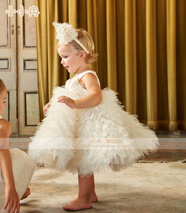 白色儿童蛋糕裙定制女童满月百天周岁连衣裙工厂直销白露洗礼礼服