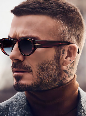 2025新款贝克汉姆同款圆形太阳男士防晒驾驶墨镜欧美时尚太阳