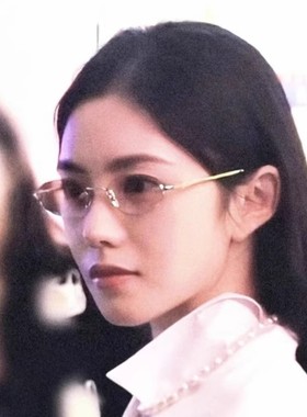 刘浩存同款无边框椭圆浅茶色复古墨镜高级感凹造型街拍太阳眼镜女