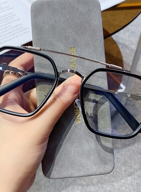 陈伟霆同款复古双梁防蓝光眼镜架学生超大框显瘦近视眼镜防蓝光