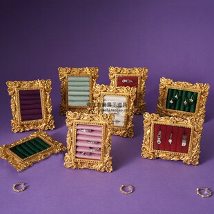 复古迷你相框首饰展示架戒指耳钉收纳盒珠宝首饰展示道具饰品摆件