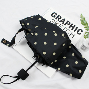韩版 ins折叠伞波点遮阳伞超轻小巧五折伞女生防晒圆柄黑白晴雨伞