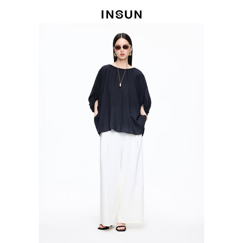 INSUN恩裳专选2026夏季松弛感宽松灯笼袖套头上衣