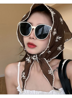 春夏刺绣日森女女丝巾三角头巾