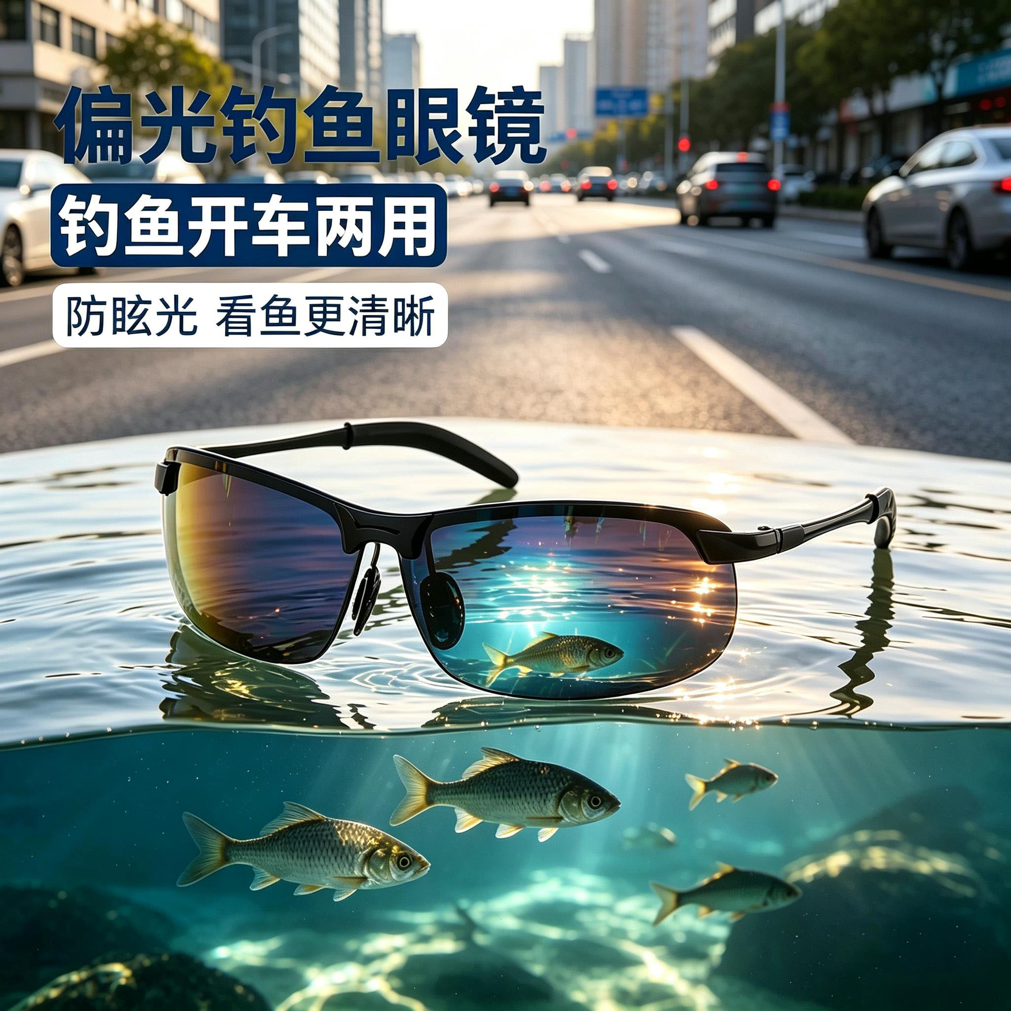 专业钓鱼眼镜看漂射鱼专用户外运动偏光镜开车墨镜男款看清水底