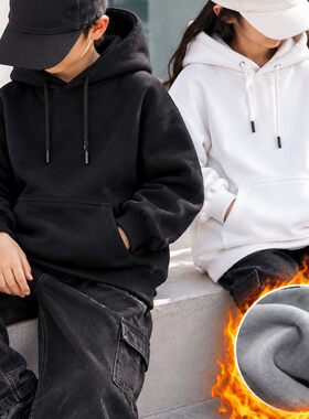 中大童秋冬连帽加绒厚纯色