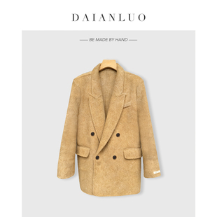 主播外套 秋冬双面羊毛大衣加厚外套女气质大衣宽松短款毛呢西装