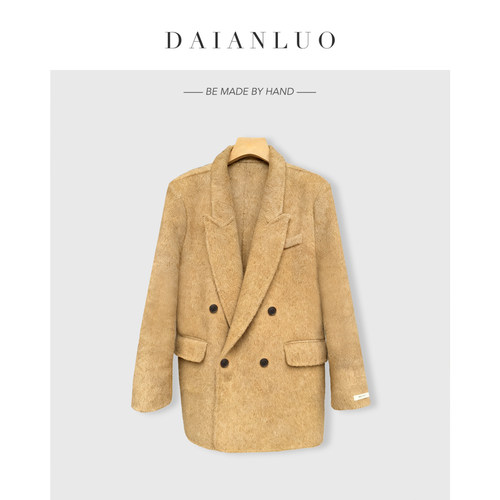 主播外套 秋冬双面羊毛大衣加厚外套女气质大衣宽松短款毛呢西装