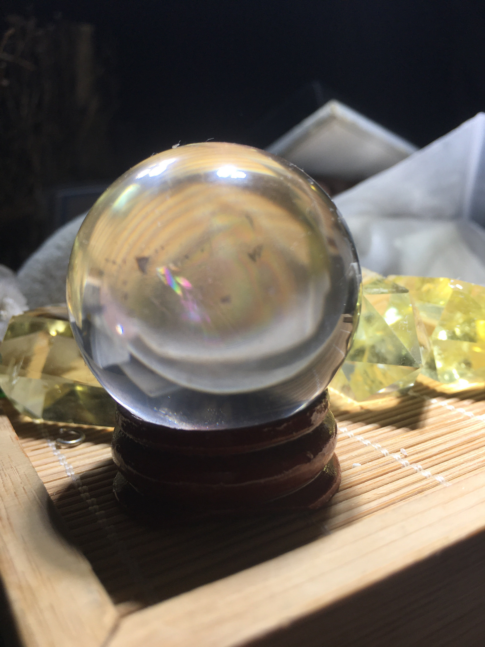 十五年老店 保真天然水晶白小球摆件 阿塞斯特莱风水能量球送底座