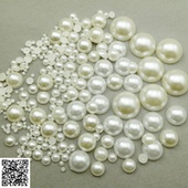 米白色1.5 30mm半圆形ABS半面珍珠平底美甲贴钻手工diy饰品配件