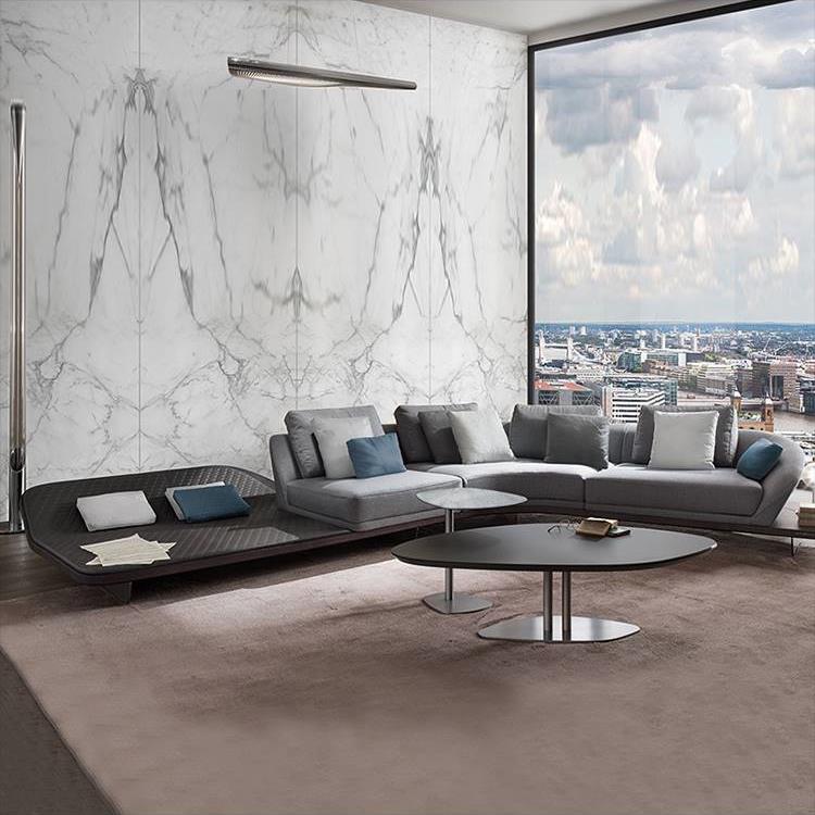 意式轻奢真皮布艺沙发