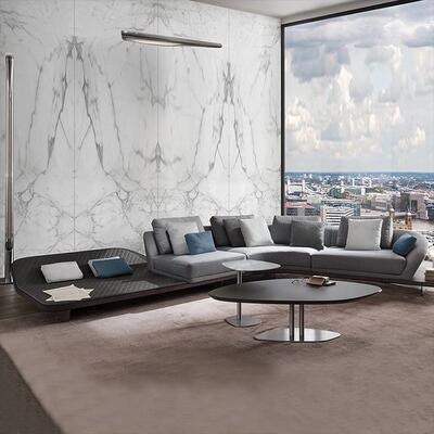 意式轻奢真皮布艺沙发