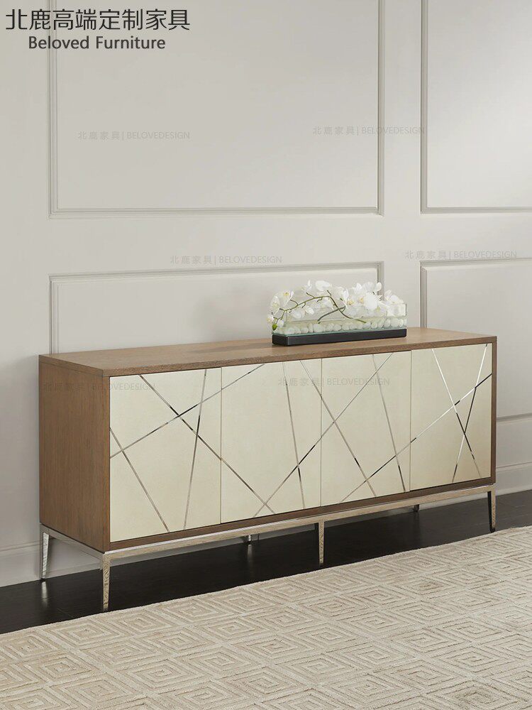 简约现代整装大师设计实木电视柜美式轻奢榉木客厅视听柜储物柜