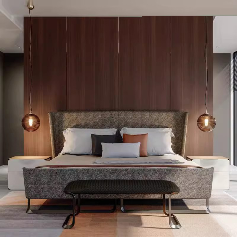 意式轻奢皮床Turri超纤皮软包床