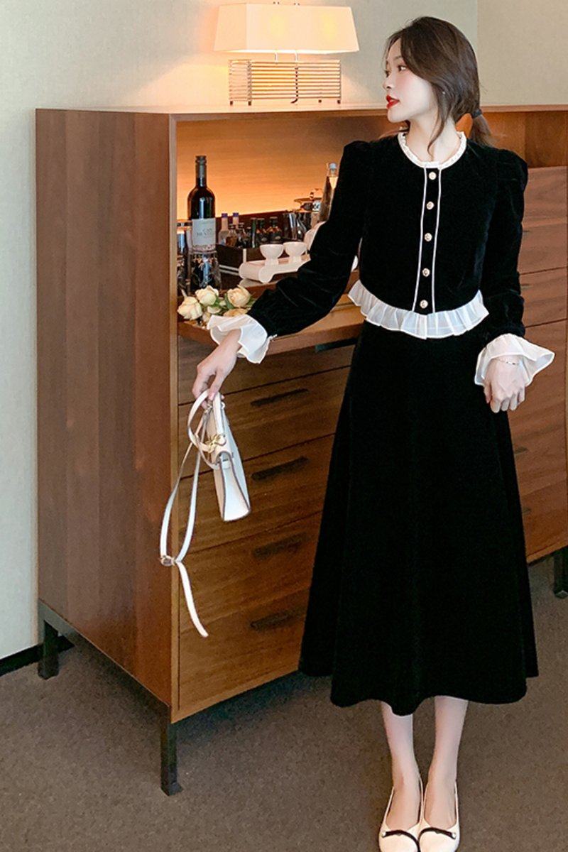 秋冬新款丝绒宫廷风复古时尚上衣半身裙两件套，商品下架区商品下架区，衣嘉衣服饰