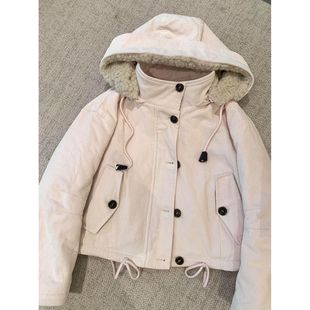 雪国精灵 baby粉少女甜嗲感小个子穿搭连帽保暖棉服冬季新款女