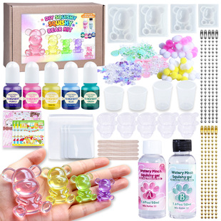 diy高透捏捏乐diy小熊材料包ab硅胶手工自制熊捏捏解压女孩玩具