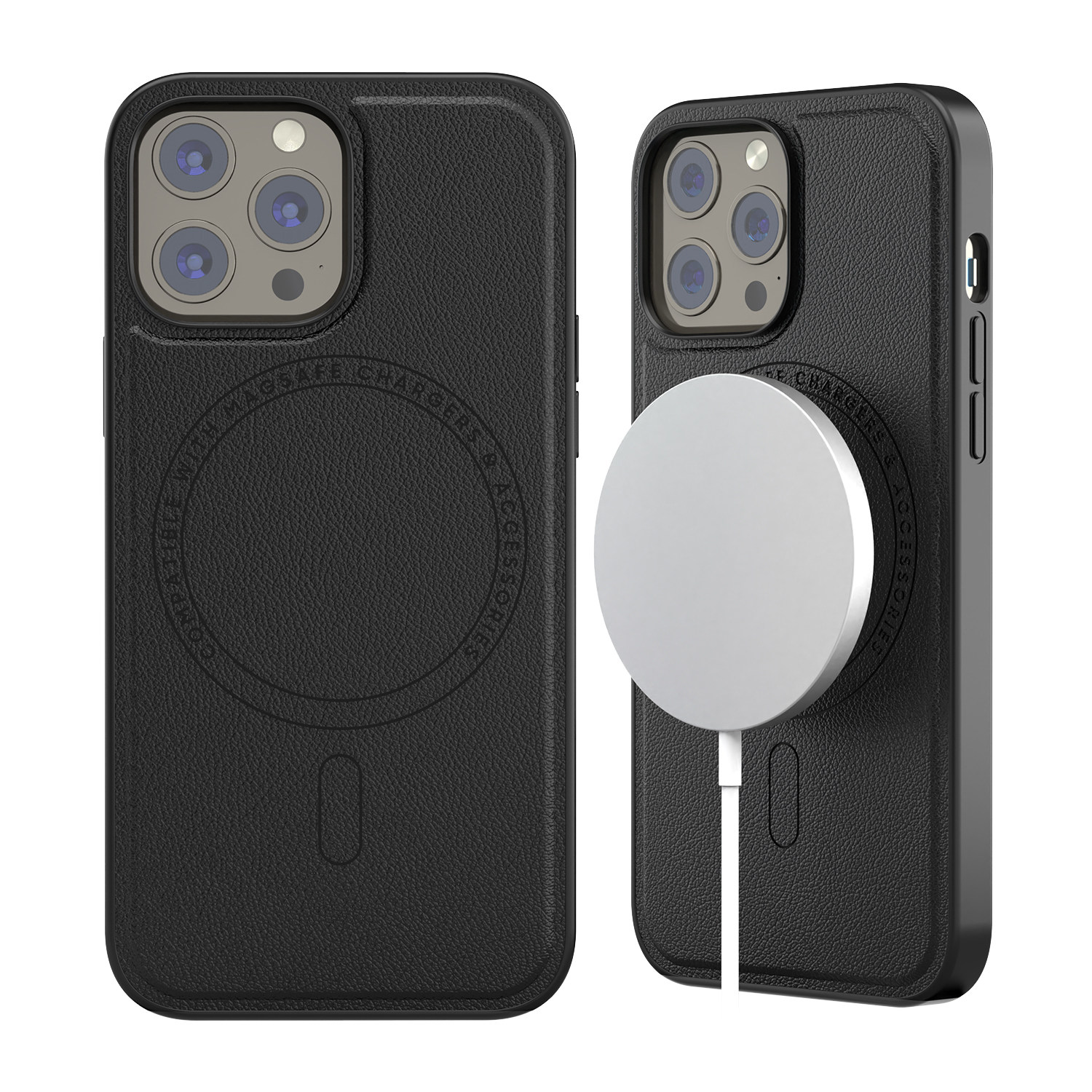 适用苹果13promax全包边原厂magsafe磁芯强吸附真皮iPhone13Pro简约商务磁吸手机保护壳防摔车载专用牛