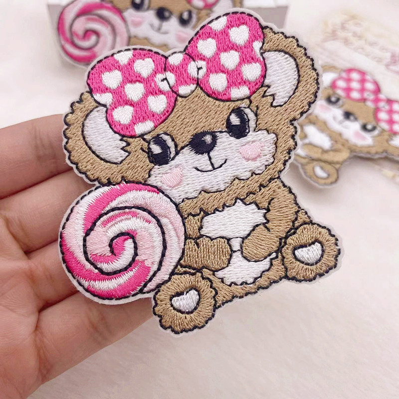 EARTH MAGIC EM 可爱卡通小熊刘海贴发卡发饰碎发神器刺绣魔法贴